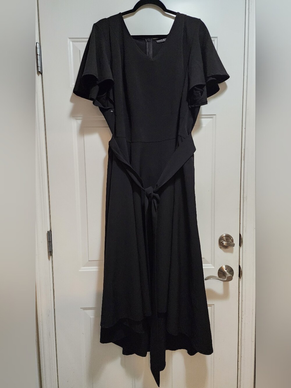 Lane Bryant Black Lena V-Neck High-Low Midi Dress Size 24 NWOT